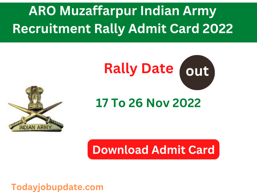 ARO Muzaffarpur Indian Army Recruitment Rally Admit Card 2022