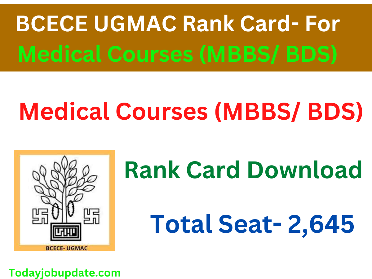 BCECE UGMAC Rank Card- For Medical Courses (MBBS BDS)