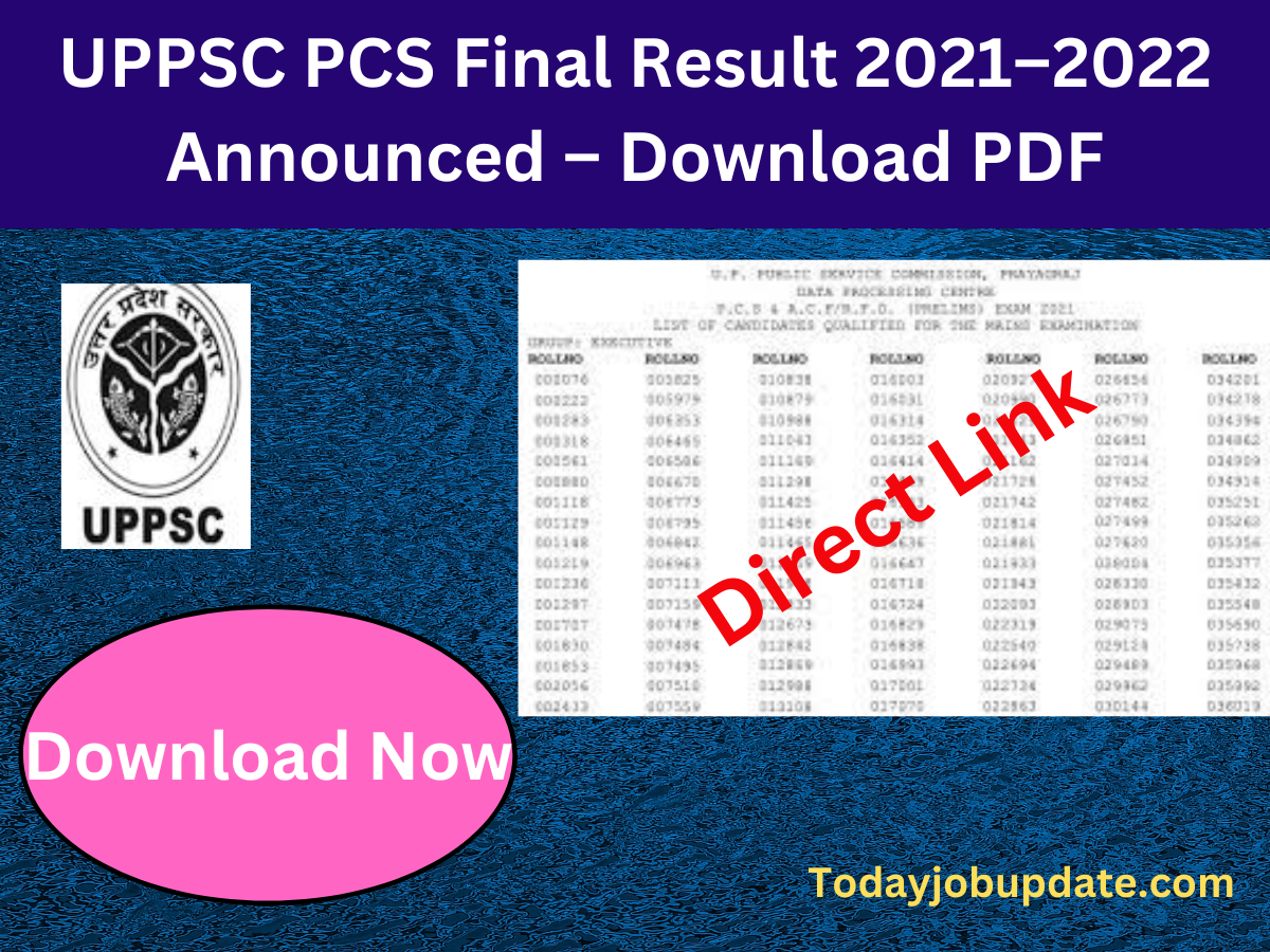 UPPSC PCS Final Result 2021–2022