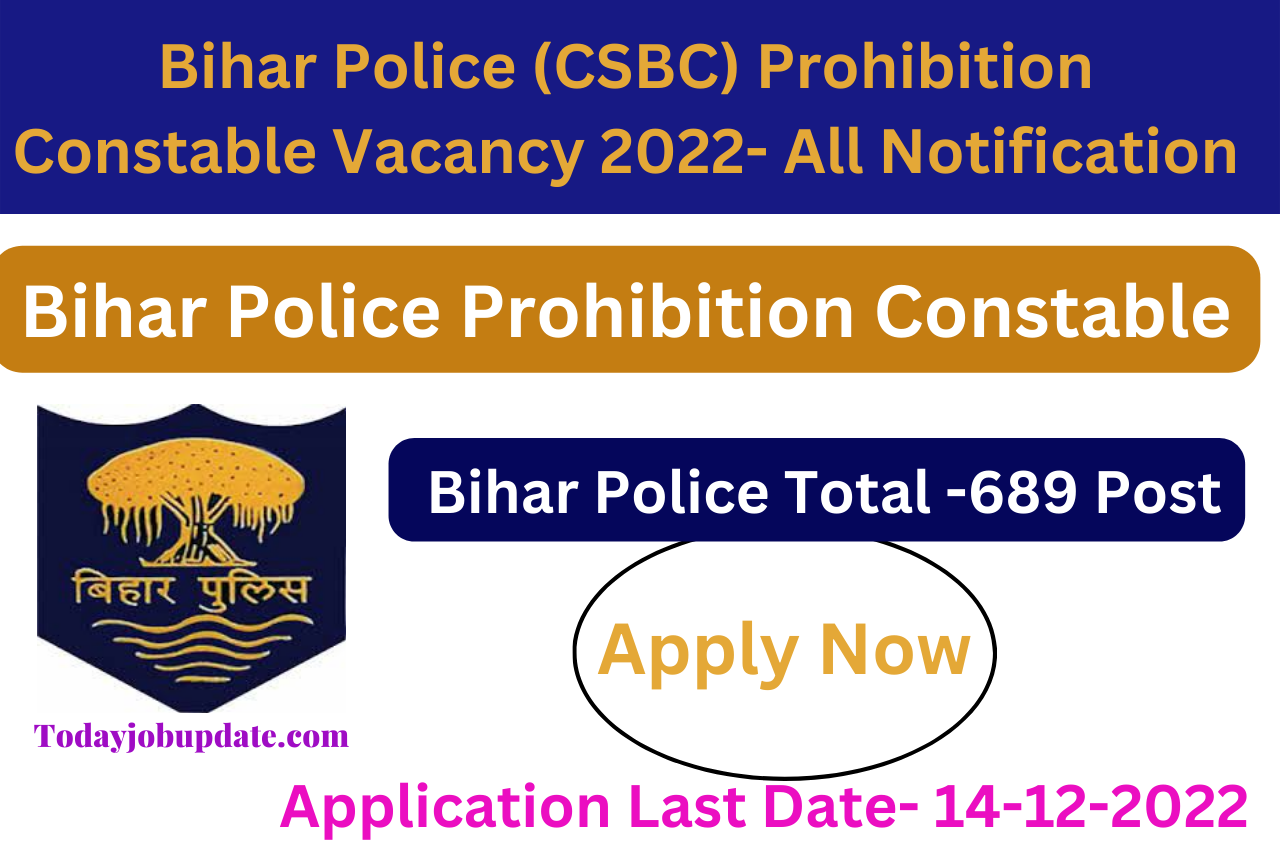 Bihar Police (CSBC) Prohibition Constable Vacancy 2022