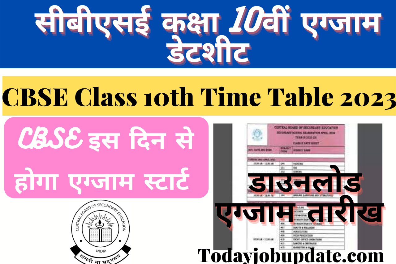 CBSE Class 10th Time Table 2023