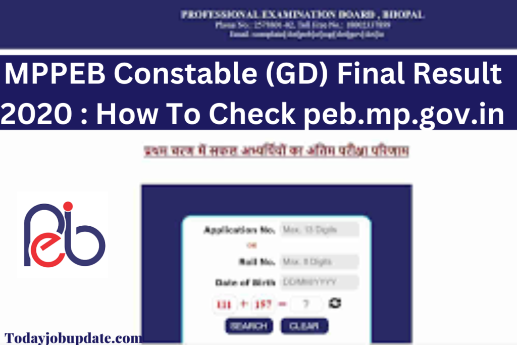 MPPEB Constable (GD) Final Result 2020 How To Check peb.mp.gov.in