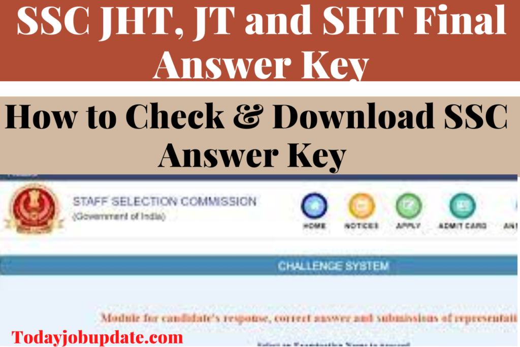 SSC JHT, JT and SHT Final Answer Key