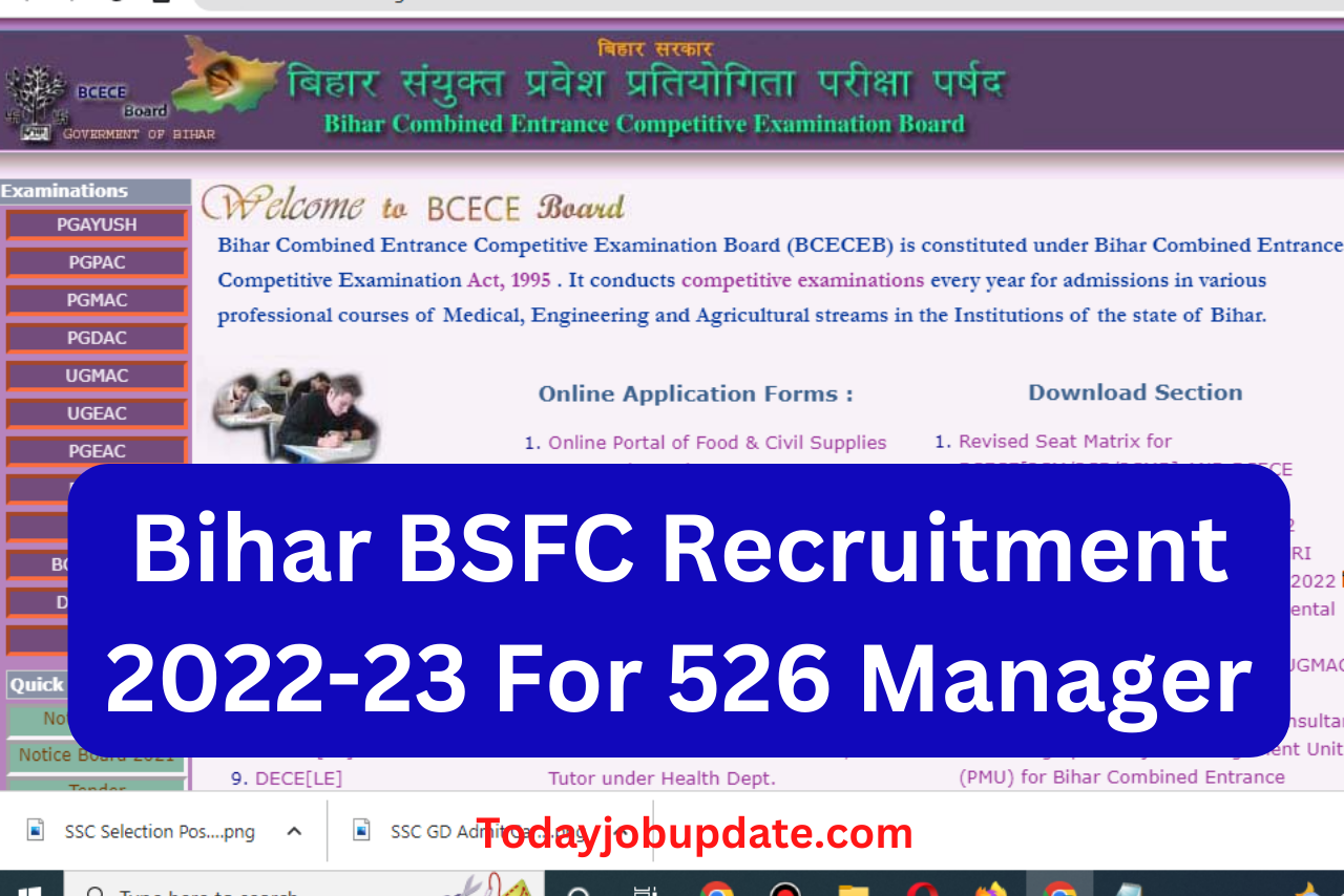 Bihar BSFC Recruitment 2022-23 For 526 Manager